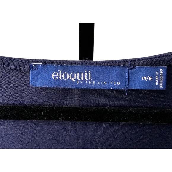 Eloquii Shirt 14w 16w Navy Blue Plus Size Top Work Blouse Office Chic Power - Picture 6 of 8